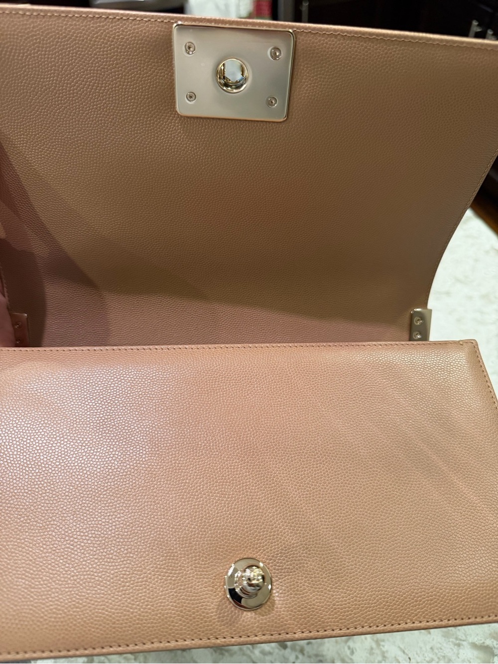 CHANEL Chevron Quilted Shoulder Bag in Tan with Gold Hardware - Picture 7 of 9